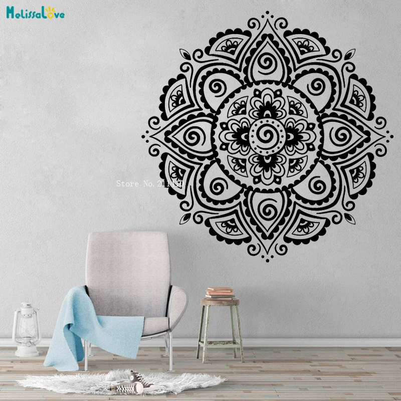 Mandala Vinyl Wall Decal Mindfulness Meditation Yoga  Flower Home Decor Living Room Stickers Removable Unique Gift YT4173