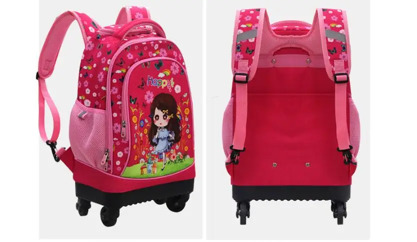 Mochila escolar con ruedas para niños, morral de viaje con ruedas, 16 pulgadas