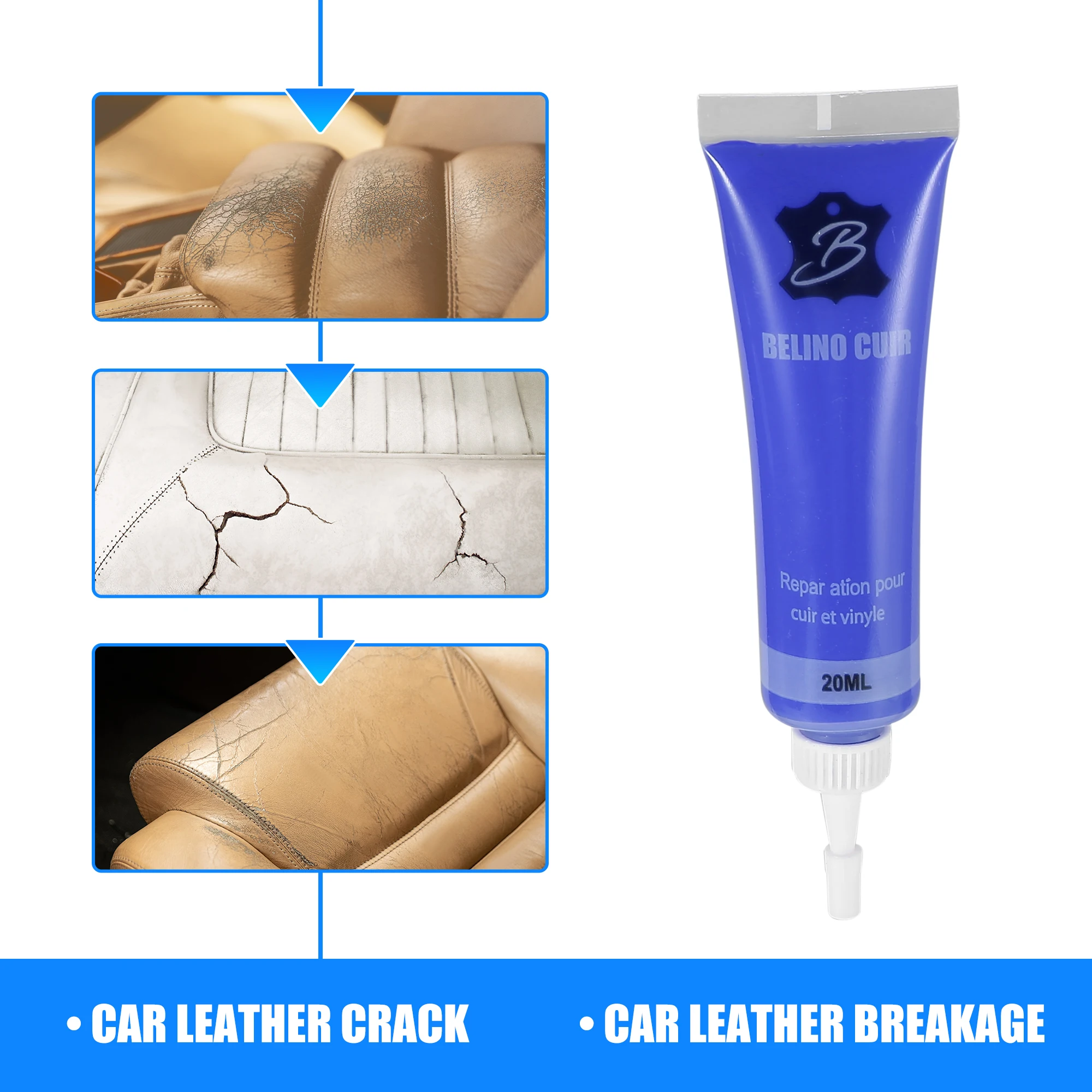 X Autohaux 20ml Car Care Liquid Faux Leather Skin Refurbish Repair Gel Auto Seat Coats Scratch Cracks Restoration for Car