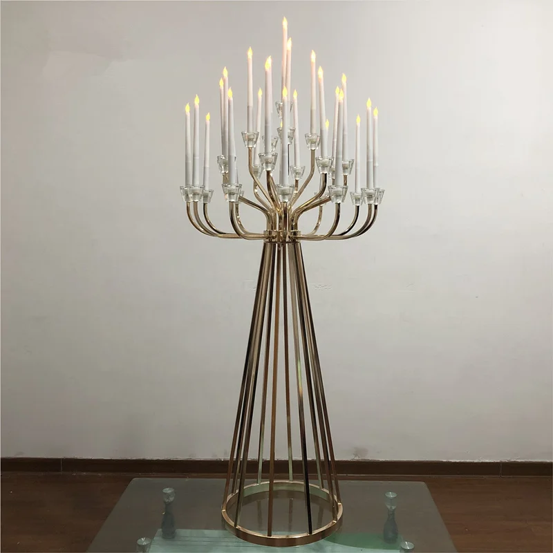 

Luxury gold metal frame with 12 metal heads candelabra for wedding centerpiece decoration AB0023