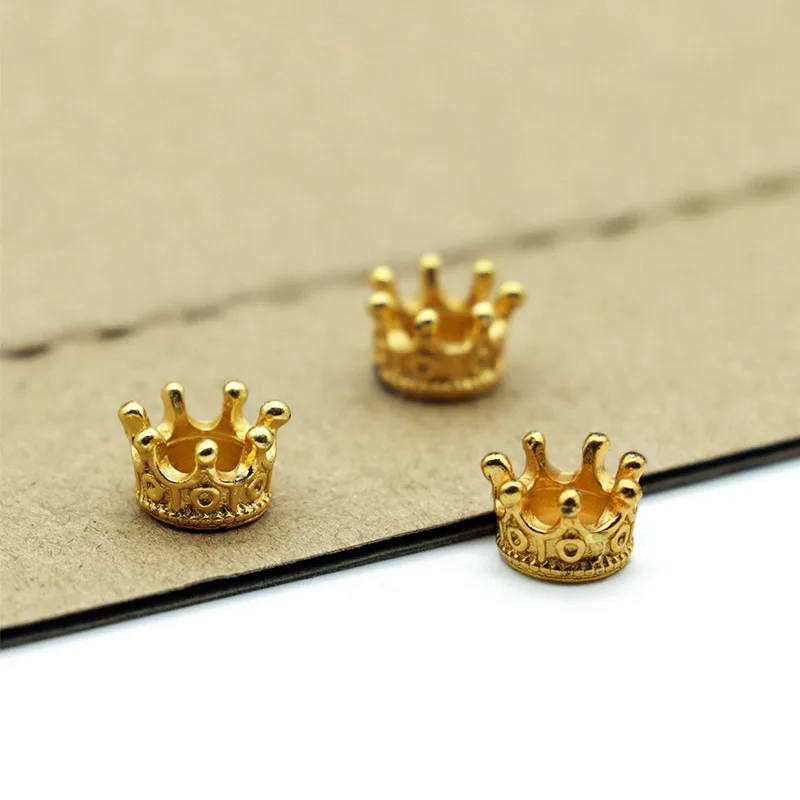 50 unids/lote de abalorios de corona para pulsera, cuentas de corona de oro/plata/bronce antiguo para fabricación de joyas DIY, 50 unids/lote