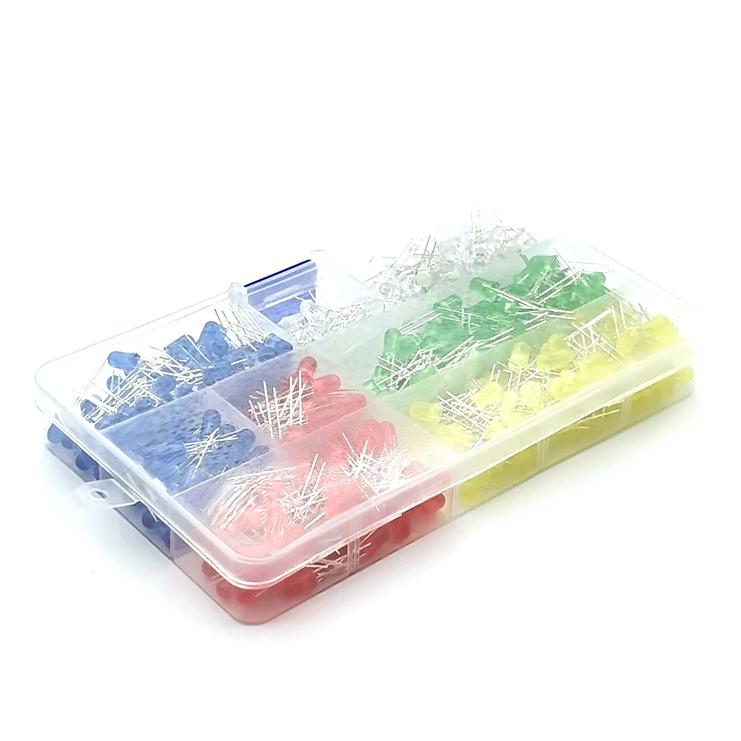 5x100pcs 3V Light Emitting Diodes 5 Colors Electronic Components 3mm / 5mm Assorted Color DIY LED Light Emitting Diodes Set Box