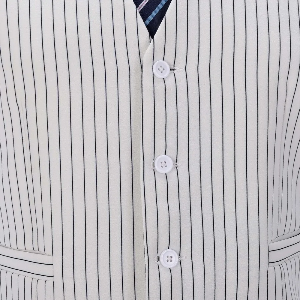 2020 novo colete de pinstripe masculino terno branco colete formal negócios padrinhos personalizável para o casamento