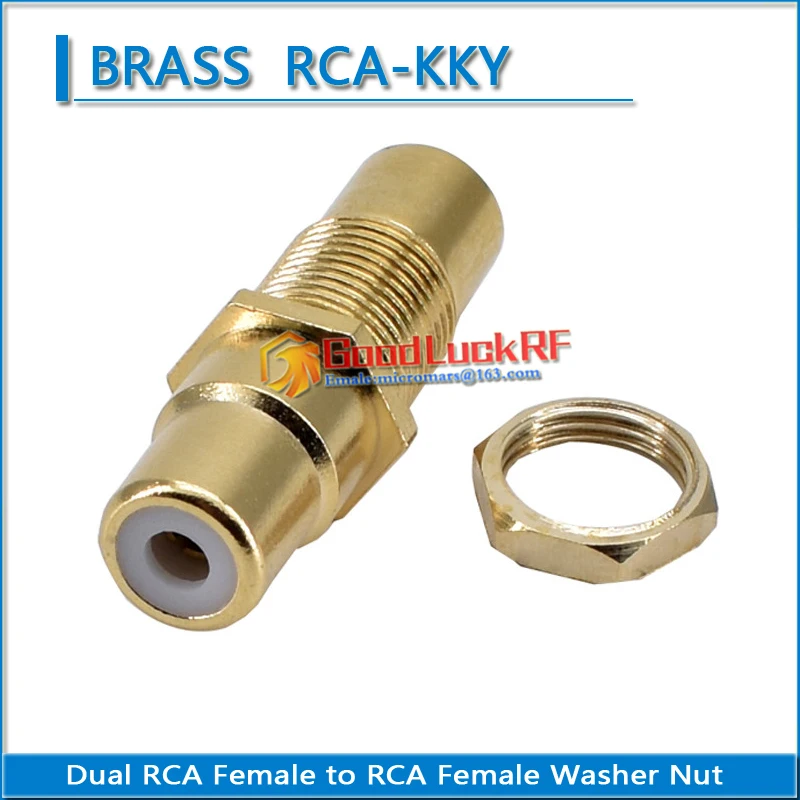 Dual RCA Female to RCA Female Washer Nut audio and video connection Brass lotus RF connector extension conversion