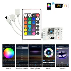 5V-24V Wifi kontroler LED RGB z 24 klawiszy zdalnego sterowania pojedynczy podwójne wyjście dla 2835 5050 5630 listwy RGB LED