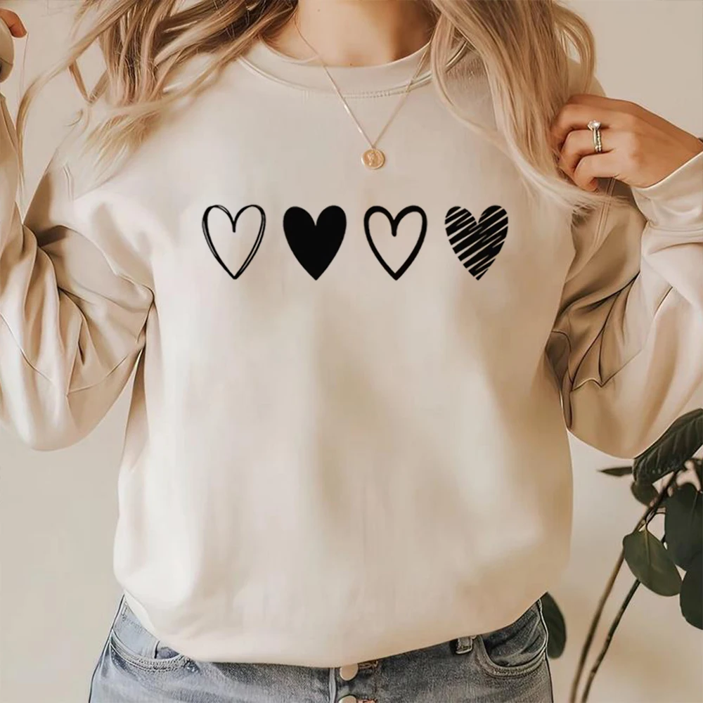 Double Heart Sweatshirt for Her Valentines Shirt Heart Shirt Couple Hoodies Shirt for Mom Lover Gift Unisex Graphic Sweatshirt