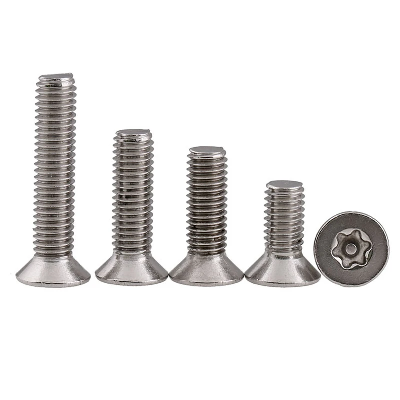 M3 M4 M5 M6 stainless steel 304 Six Lobe Torx Flat Countersunk Head with Pin Tamper Proof Anti Theft Security Screw Bolt