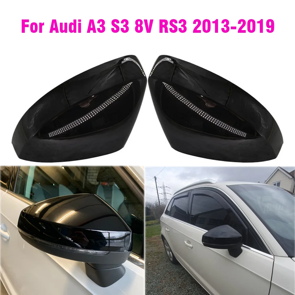 

For Audi A3 S3 8V RS3 2013 2014 2015 2016 2017 2018 2019 RearView Mirror Case Cover Carbon Fiber Pattern or Black Cover