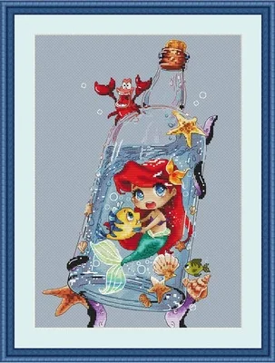 Counted Cross Stitch Kits for Embroidery Needlework Sets, Mermaid Series, 11CT, 14CT, 18CT, DIY