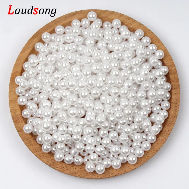 Various Size White Pearl Beads Round Acrylic Loose Spacer Beads For Jewelry Making Diy Necklace Bracelet Jewelry Findings 3-30mm