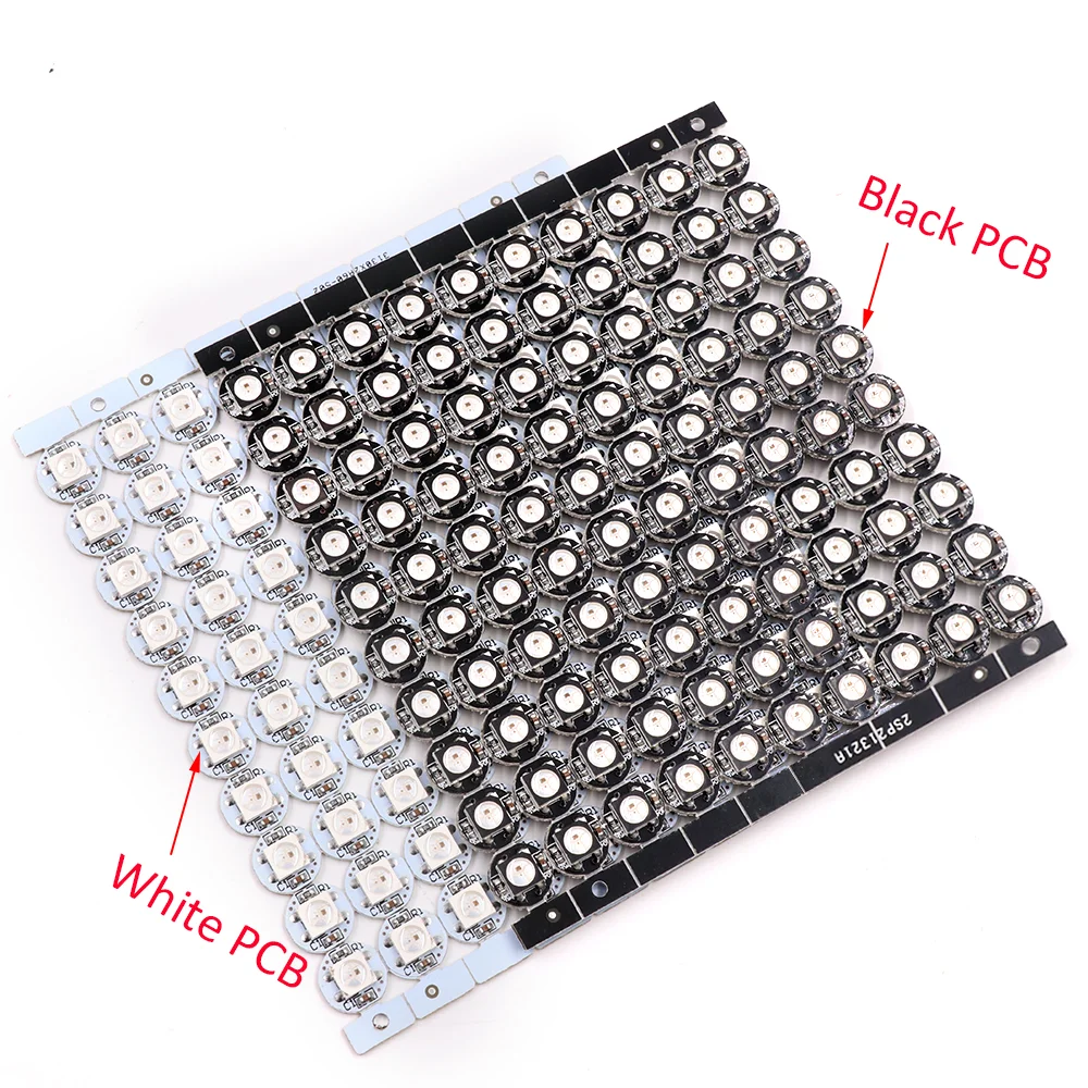 2-1000pcs WS2812B RGB LED Chip 5050SMD Black/White PCB SK6812 Individually Addressable Board Heatsink WS2811 IC Built-in