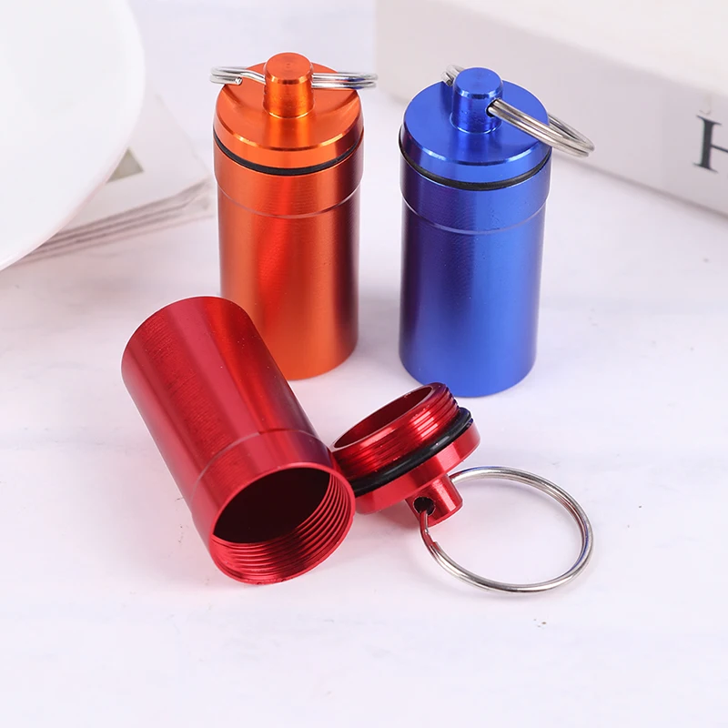 1Pc Waterproof Aluminum Pill Box Case Bottle Cache Drug Holder Container Keychain Medicine Box Health Care