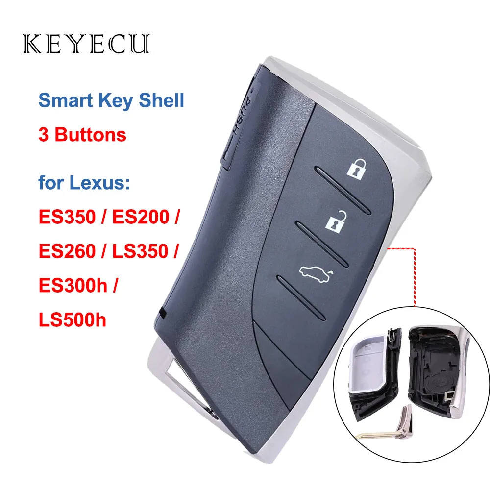 

Keyecu 3 Buttons Smart Prox Remote Car Key Shell Case for Lexus ES300h ES350 ES200 ES260 LS350 LS500h, without Logo