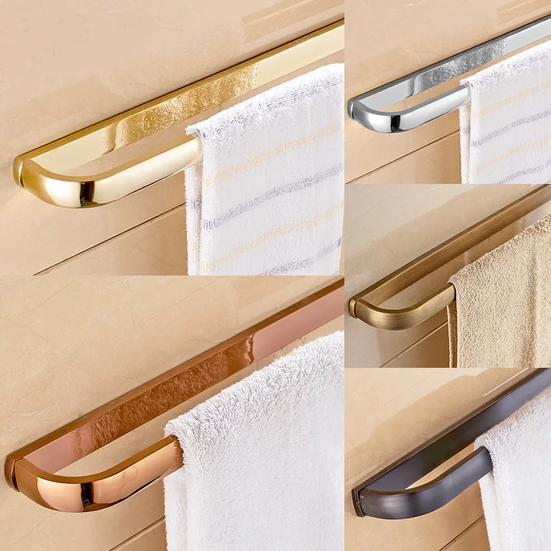 

Wall Mounted Bathroom Towel Holders Towel Bars Single Towel Racks Bathroom Accessories Chrome/Gold/Rose Golden/Antique/ Black