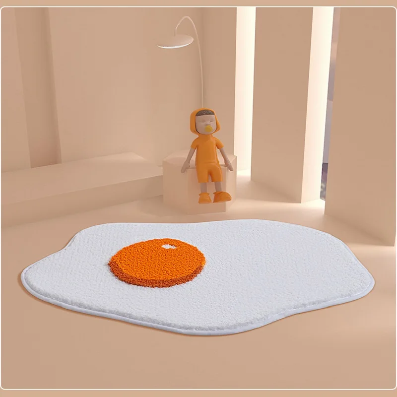 Anti-slip Fried Egg Shape Bathroom Absorbent Dry Feet Toilet Door Carpet Rug Family Entrance Door Floor Mat Bedroom Kitchen Soft