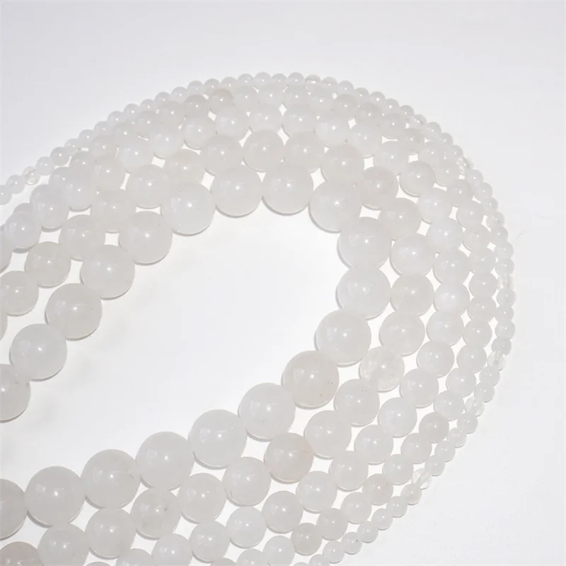 Wholesale Spacer Beads for Bracelet Making Nature Stone beads Round White Jade Bead Jewelry Handmade 4 8 10mm