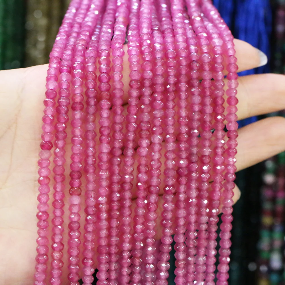 Section Natural Stone Bead Semi-precious Stones Faceted Flat Beads for Jewelry Making DIY Bracelet Necklace Accessories 2x4mm