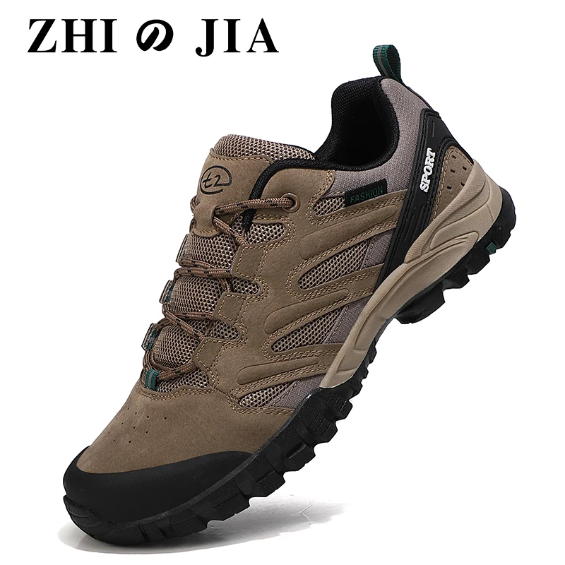 Summer Leather Men Hiking Shoes Tourist Trekking Sneakers Mountain Climbing Sneakers Trail Jogging Outdoor Shoes For Men Hike