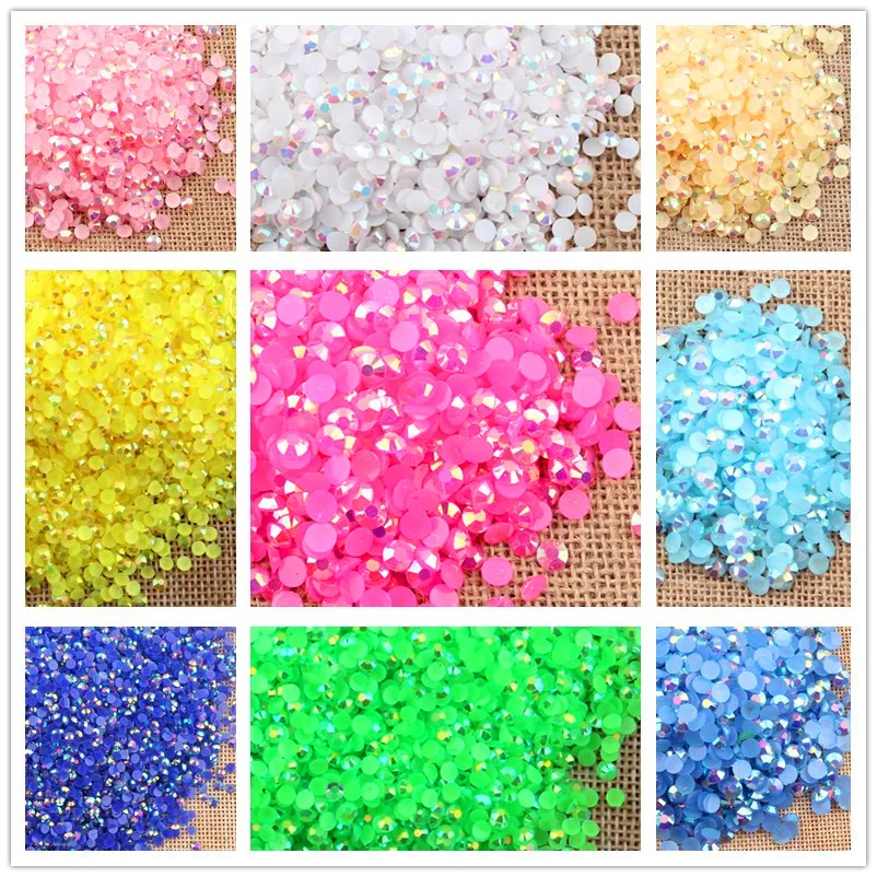 2-6mm 1000Pcs Jelly Pink Round Resin Rhinestones Crystal Clear AB Flatback  For Clothes 3D Nail Decorations Phone  Art  Glue On