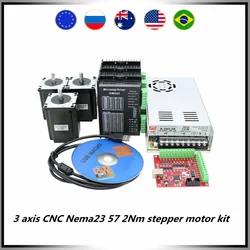 3 axis CNC Nema23 57 stepper motor kit include 3 pcs 2Nm 300oz-in motor +3 pcs drivers + 1 pcs 350w36v power supply + MACH3 card