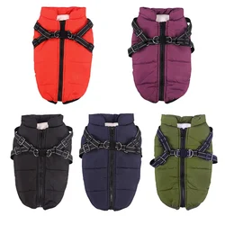 Grande cane da compagnia giacca con imbracatura inverno morbido caldo vestiti per cani Labrador Bulldog francese impermeabile cappotto vestito gilet per cane S-4XL