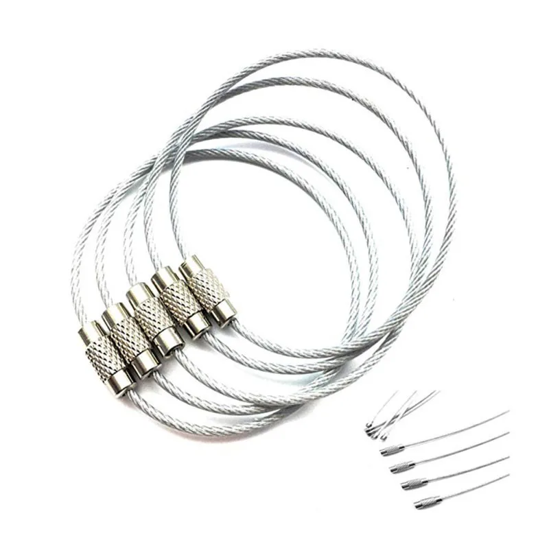 10 Stück Edelstahl-Schlüsselanhänger, Unisex, Kabel-Schlüsselhalter, Schlüsselring, Schmuck, Geschenke für Männer und Frauen – Detail 4