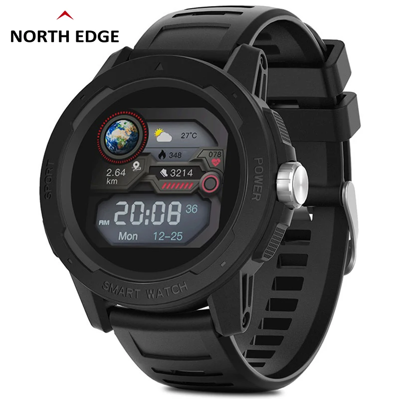 NORTH EDGE-reloj deportivo inteligente para hombre y mujer, dispositivo completamente con pantalla táctil, Monitor de frecuencia cardíaca y presión