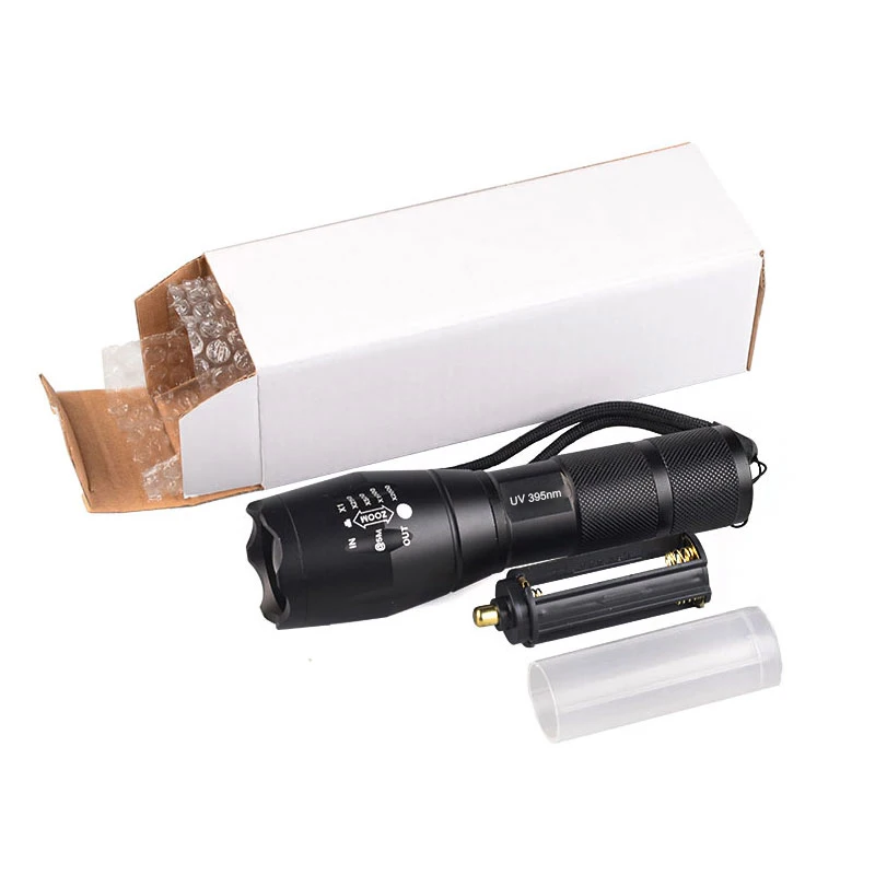 Topcom 3W Zoomable UV Light 365nm 395nm LED UV Flashlight New Military Grade Tactical Ultraviolet Flashlight Lantern 18650 Torch