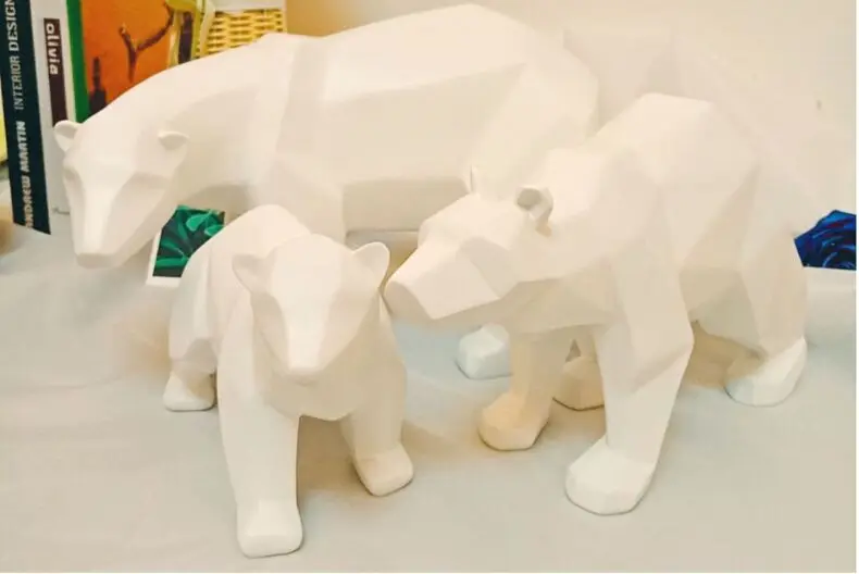 

Modern Nordic Geometric polar bear artwork craft resin Dimensional sculpture handicraft study home office decoration a0722