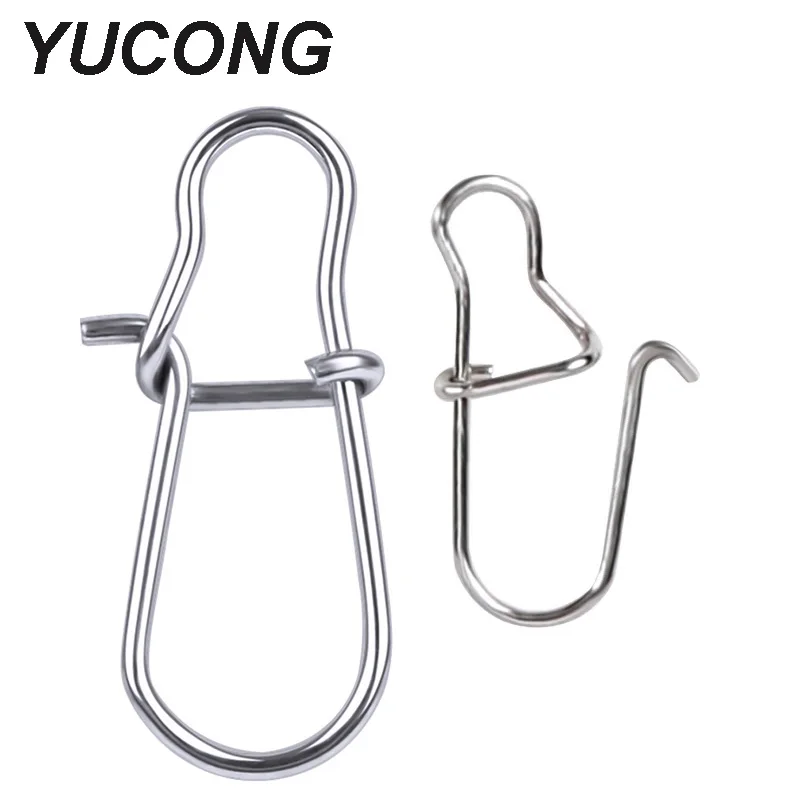 YUCONG 50/100Pcs Stainless Steel Fishing Connector 0#-8# Safety Snaps Swivel Fast Clip Lock Pin Lure Fishook Pesca Accessories