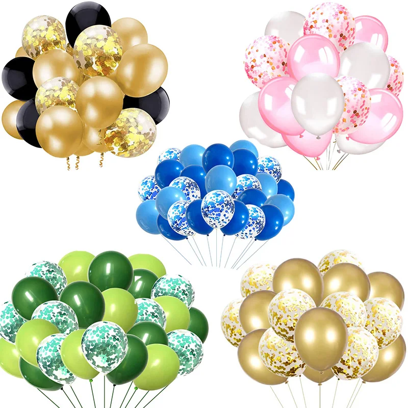 

50pcs Black Gold Confetti Balloons White Latex Party Balloon Set Ribbon for Graduation Wedding Birthday Baby Shower Decoration