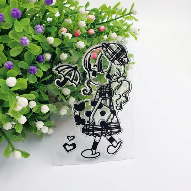 Pillow Girl Transparent Clear Silicone Stamp Seal DIY Scrapbooking Stencil Decorative Painting Template Office School Supplies