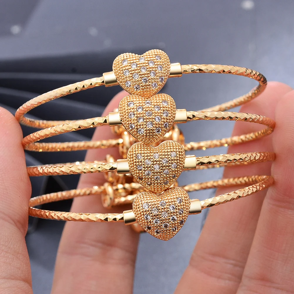 

Dubai 24K Gold plated Bangles Bracelet for baby Stretch African birthday present Bangles gifts for child