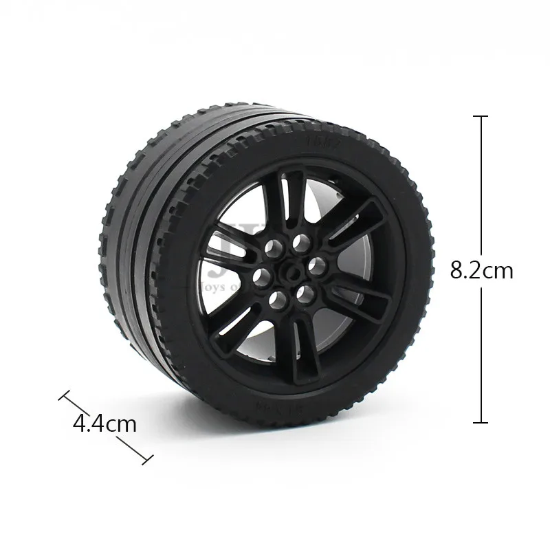 4set Technology Wheel 62.3 D.x42 Racing Large with Black Tire 81.6x44 ZR 23800 23799 Compatible 911 Building Blocks Bricks Car