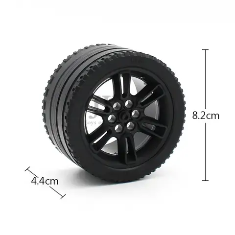 4 세트 기술 휠 62.3 D.x42 레이싱 대형 블랙 타이어 81.6x44 ZR 23800 23799 호환 911 빌딩 블록 벽돌 자동차