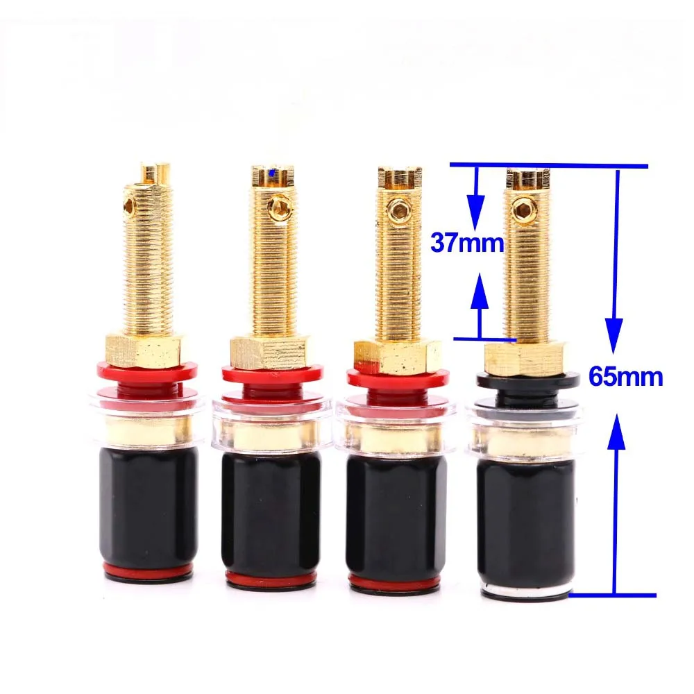 

HiFi 4mm Banana Socket Brass Plated Amplifier Terminal Connector Binding Post Nut Banana Plug Jack Connector Red + Black