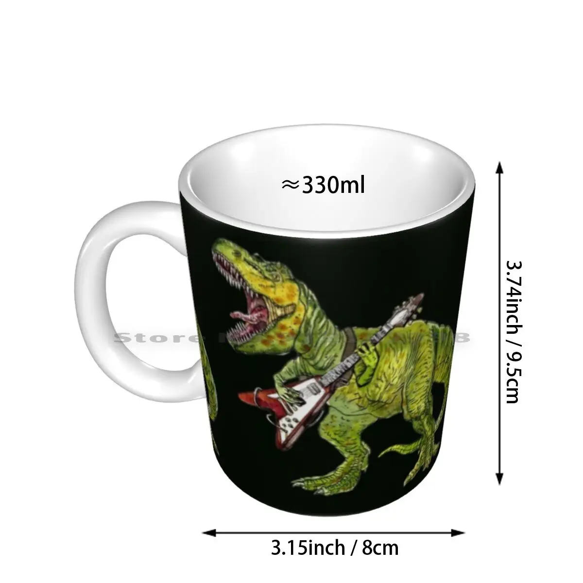 Heavy Metal Dinosaur Ceramic Mugs Coffee Cups Milk Tea Mug Heavy Metal Music Retro 80s Dinosaur Trex T Rex Tyrannosaurus Metal