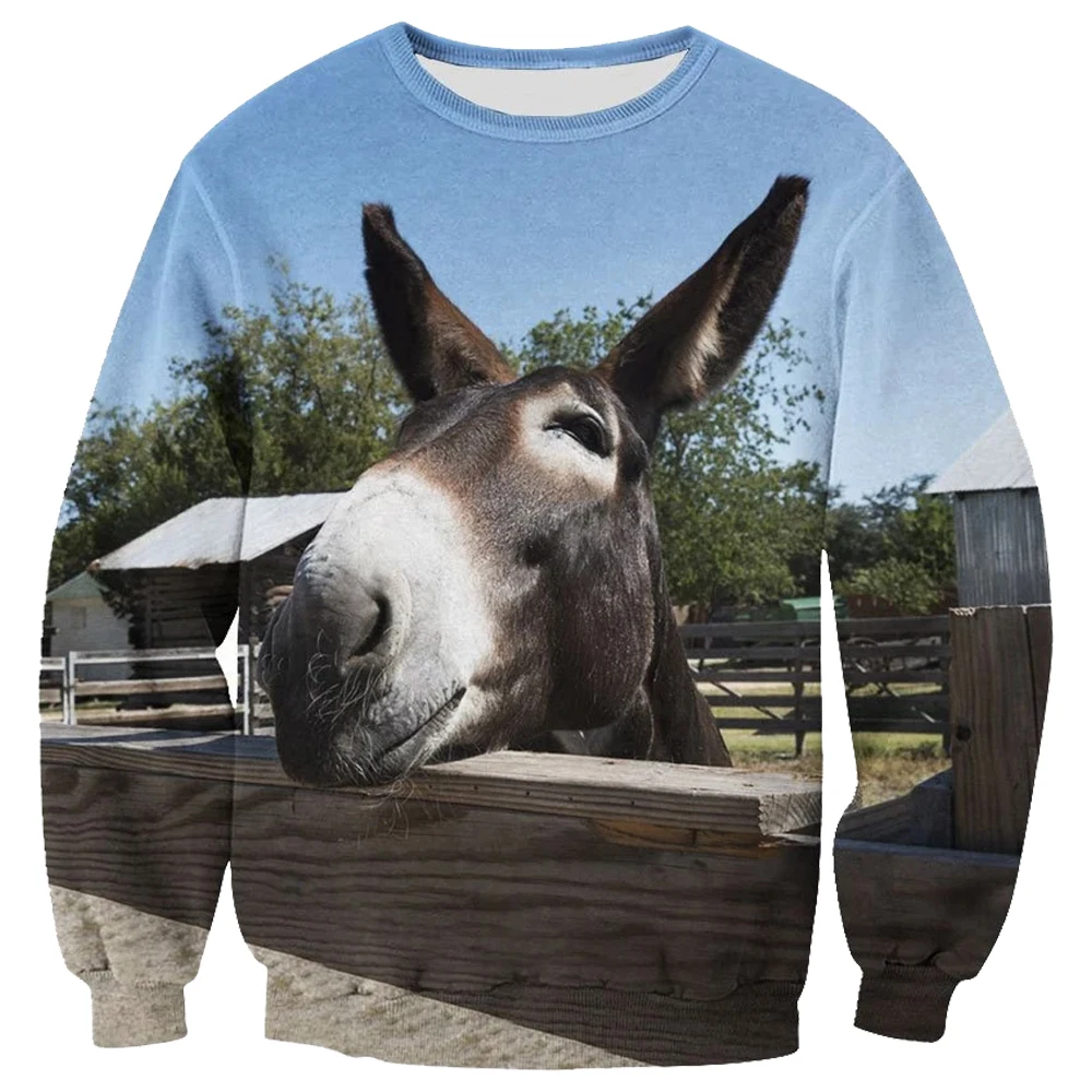 Animal mule horse Funny 3D Printed Sweatshirt Men/Women Harajuku Fashion Long sleeve sweatshirt Casual Pullover Drop shipping