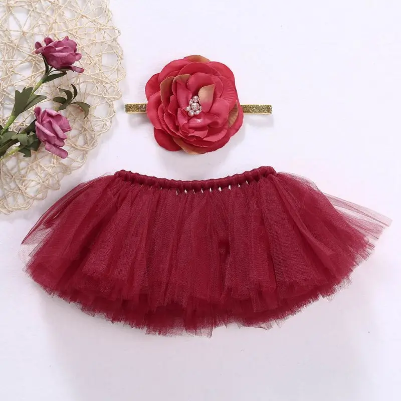 Newborn Tutu Skirt Toddler Baby Headdress Flower Girls Photography Prop Outfits Dropshipping