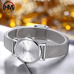 Hannah Martin-Reloj de pulsera de lujo para mujer, pulsera de acero inoxidable, movimiento de cuarzo japonés, resistente al agua, oro rosa completo