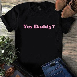 Camiseta blanca para mujer, camiseta informal de los años 90, camisetas de moda, ropa estética, Yes Daddy, Satan Is My Sugar Daddy