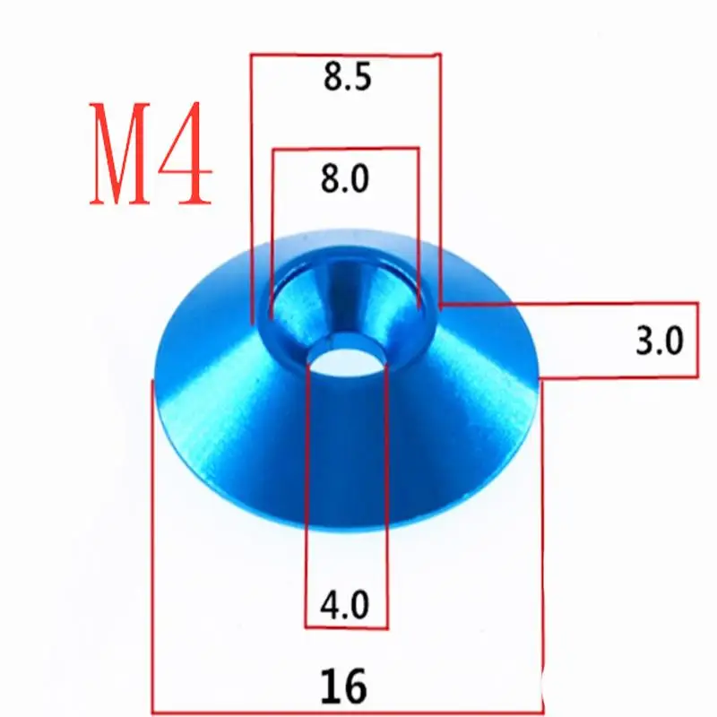 10pcs M3 M4 Aluminum Lock Nuts Nylon Nut Alloy Flat Cone Cup Head Screw Gasket Self-Tightening for RC Car Drone Quadcopter