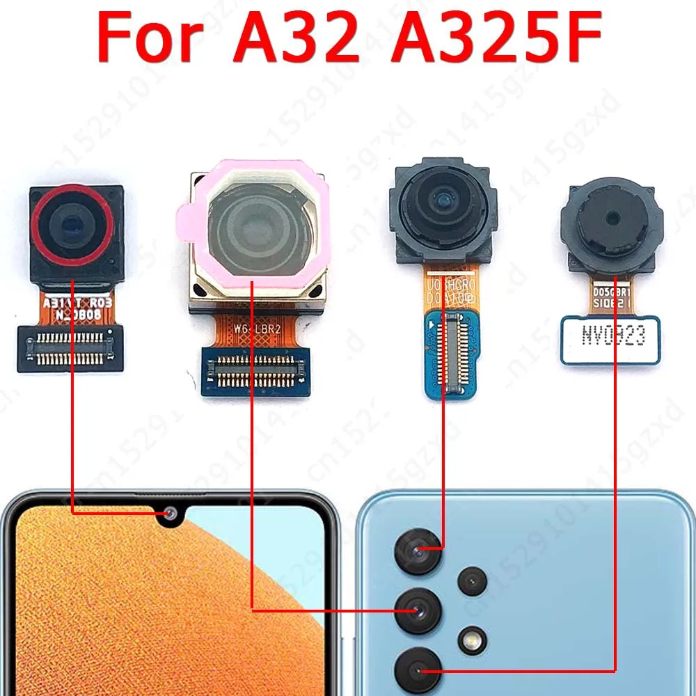 Rear Front Camera For Samsung Galaxy A32 A325F Frontal Backside Selfie Back Camera Module Flex Replacement Spare Parts