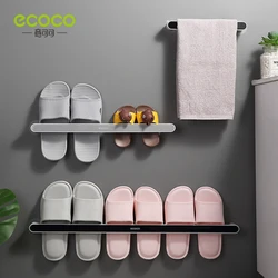 ECOCO Living Room Slipper Rack Storage Wall Mounted Towel Bar Punch Free Toilet Bathroom Single Rod Long Accessories Shelf New