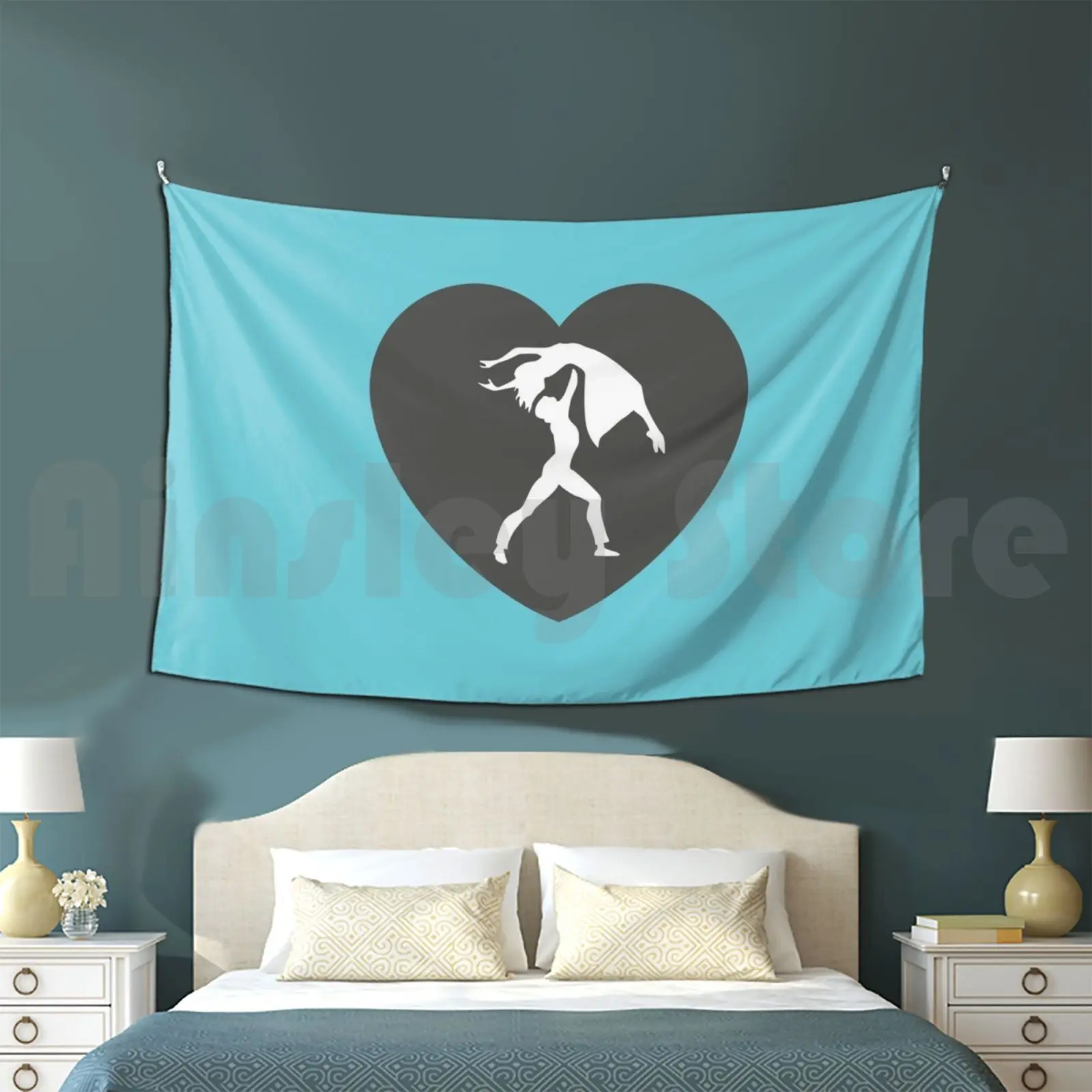 Heart Logo Char-Mar Dance Tapestry Background Wall Hanging Dance Dancer Girls Socks Sock Teal Grey Tap Jazz Ballet