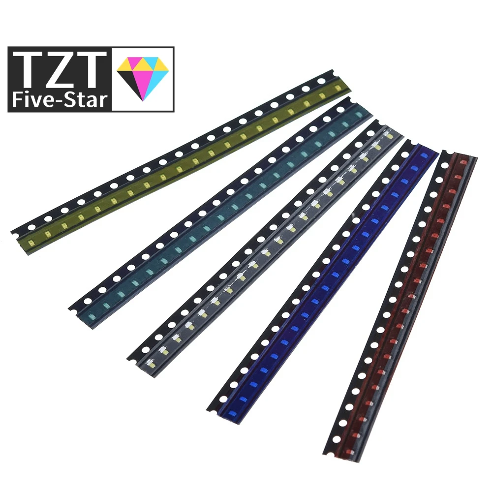 5 Colors x20 Pcs =100pcs SMD 0603 LED DIY Kit Super Bright Red/Green/Blue/Yellow/White Water Clear LED Light Diode Set