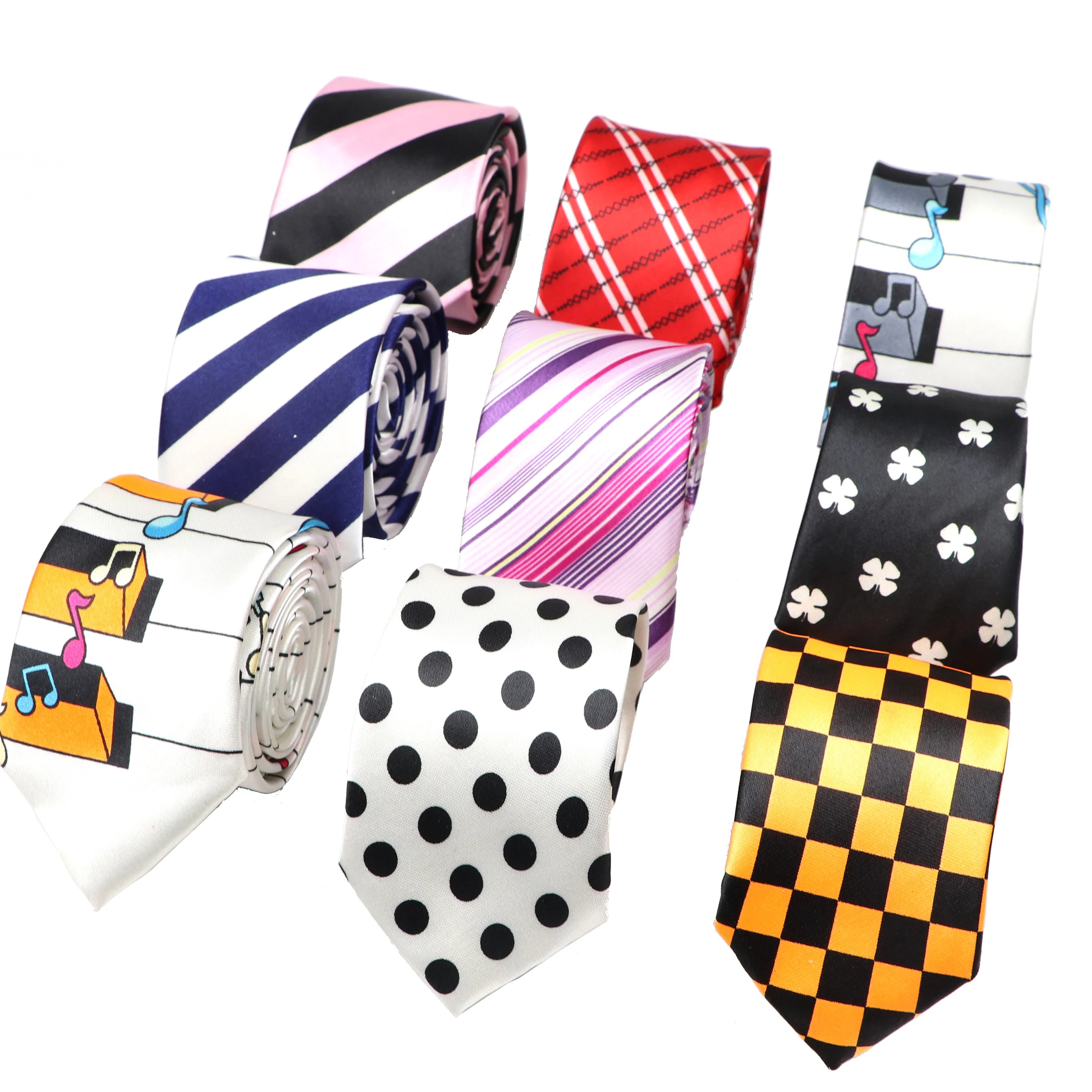 5cm Polyester Tie Fashion Stripe Spotted Plaid Music Symbol Necktie Birthday Party Gift Clothing Accessories