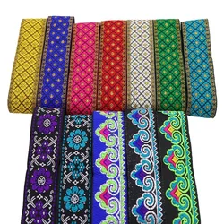 7 Yards 3.3cm Geometric Pattern Design Jacquard Ribbons Ethnic Embroidered Lace Trim Fabric For DIY Handcraft Apparel Decoration