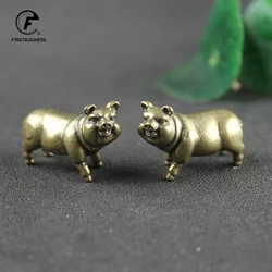Solid Copper Pig Small Statue Ornament Lucky Animal Home Decor for Living Room Antique Brass Figurine Office Desk Car Decoration