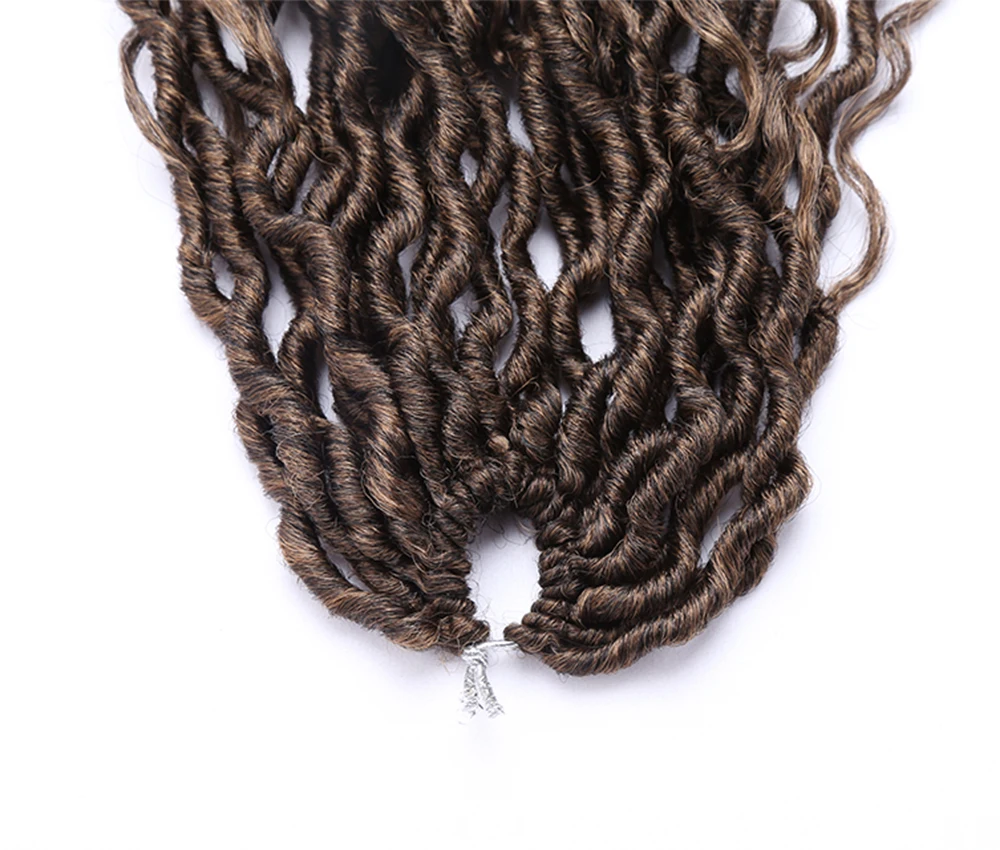 Synthetische Göttin Locs Häkeln Haar Zöpfe Lockige Faux Locs Flechten Haarverlängerungen Perücke Für Frauen Schwarz Hippie Boho Stil – Detail 12